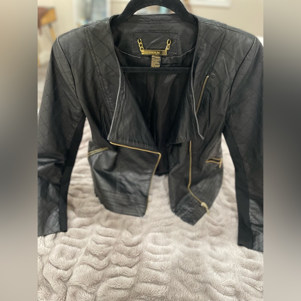 Black Genuine Leather Jacket (USED) - Picture 6 of 7